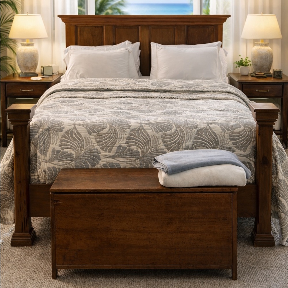 Greige Palms Quilted Woven Bedspread Luxury Blanket Woven Turkish Cotton Queen